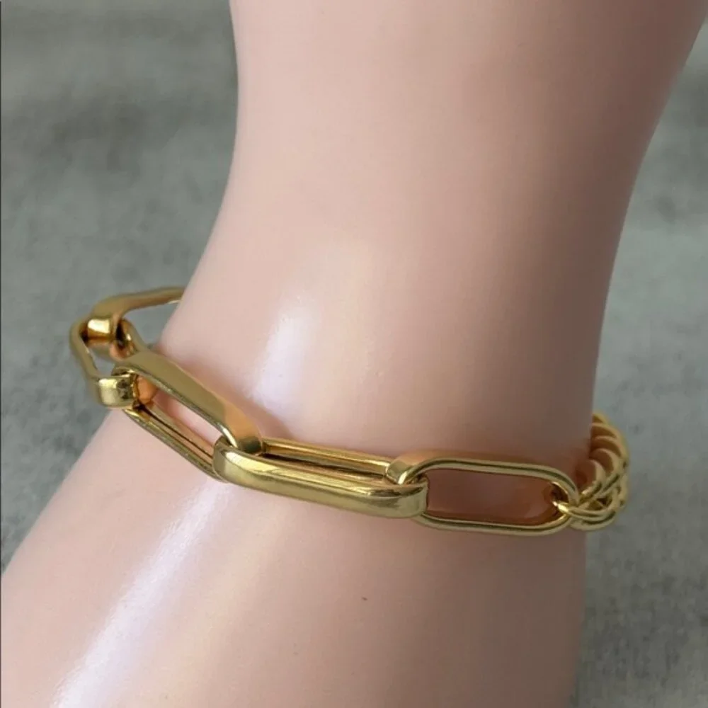 Milor Gold Plated 925 Sterling Silver Chain Link Bracelet Italy 7.5in long